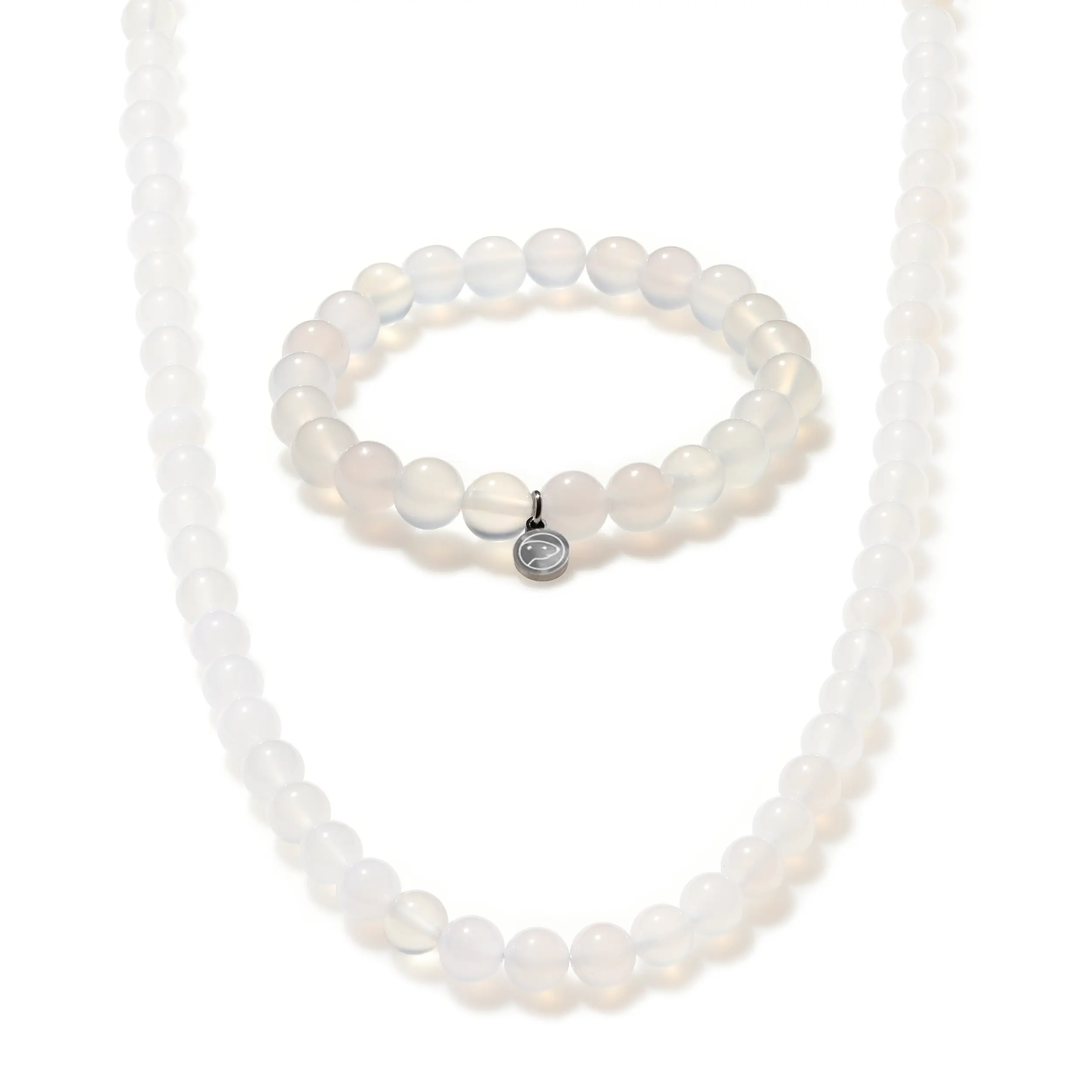 White Agate Beaded Duo