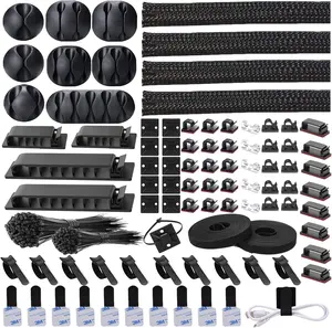 311 count  Management Organizer Kit 4  Sleeve Split,53Cable Clips 12Cord Clips Holder,22  Ties, 20 Adhesive Wall  Tie, 200Fasten  Ties for TV Office Home Electronics