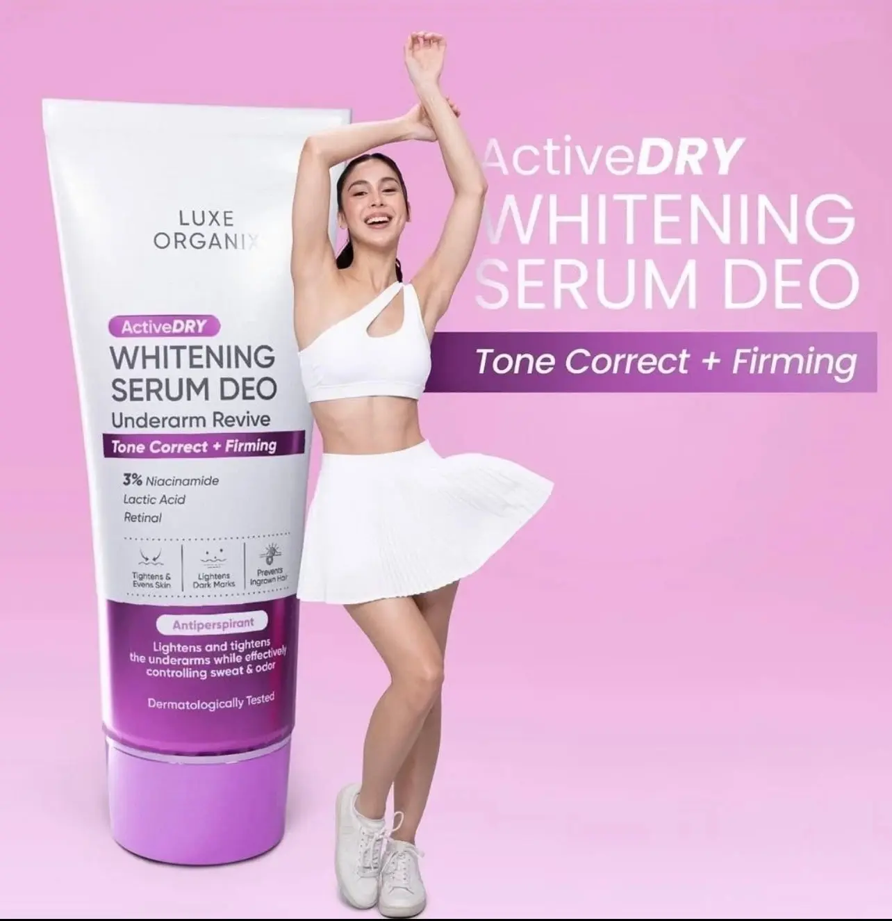Luxe Organix Active Dry Brightening Serum Deodorant Underarm Revive 50g
