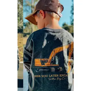 Youth Excavator Boy's Long Sleeve Shirt Lightweight Cotton Youth Shirt Suitable For Youth Outfits