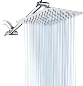 8 Inch High Pressure Rainfall Showerhead with 10 Inch Adjustable Extension Arm
