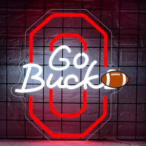 University Neon Sign for Wall Decor University Football Team Sign Neon light for Man Cave Birthday Gifts for Fans Party Club Bar Dorm Decor