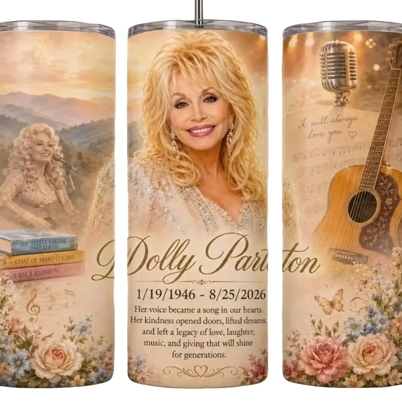 Dolly Parton Tumbler  20oz 30oz 40oz Country Girl Gift, Stainless Steel Insulated Travel Cup
