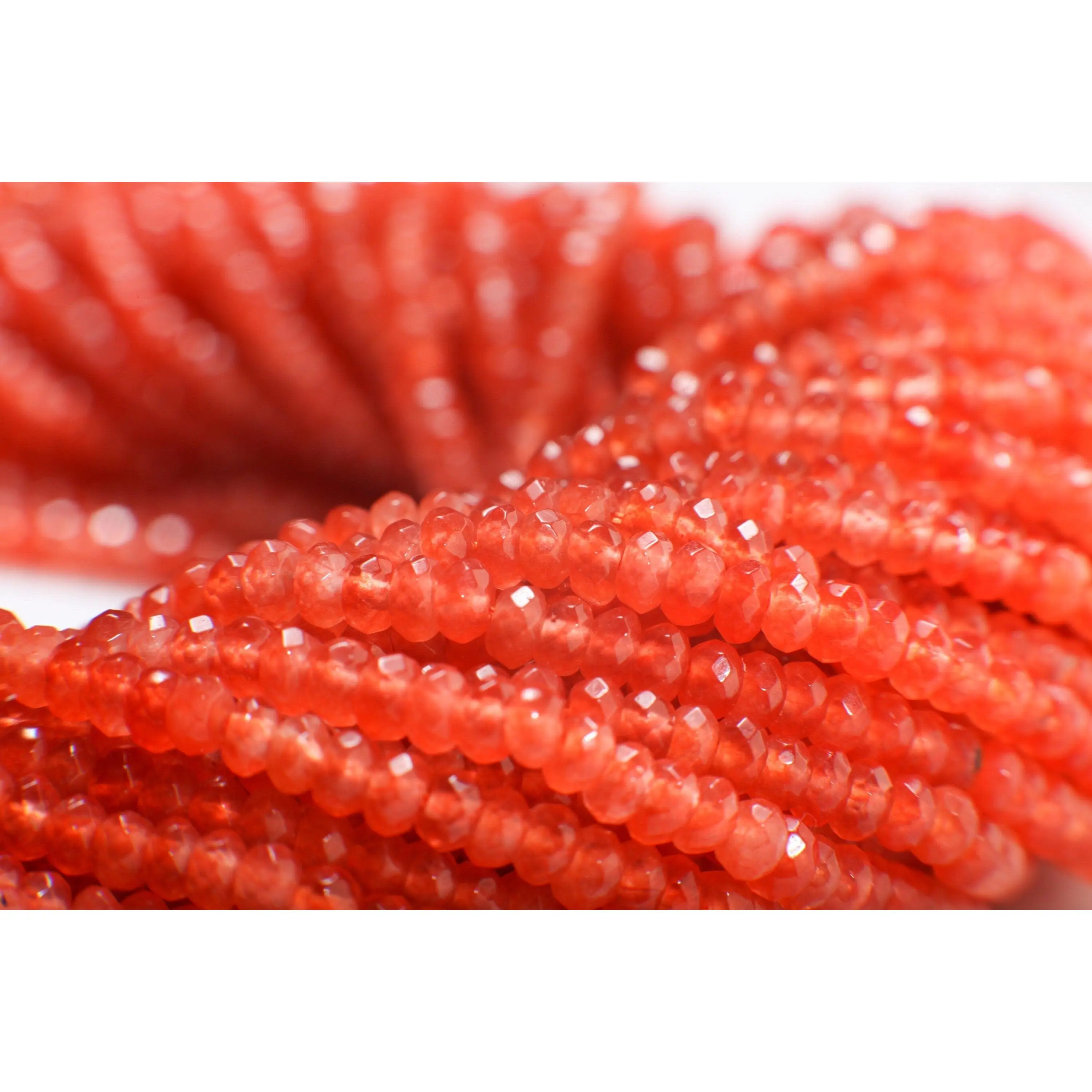 Carnelian orange 4mm Faceted Rondelle, Jewelry Making Natural Carnelian Gemstone Orange Beads 14.5" Strand