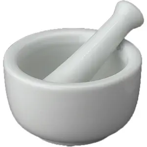 Mortar and Pestle for Grinding Spices and Herbs and Crushing Pills, Fine-White Porcelain Kitchen Set