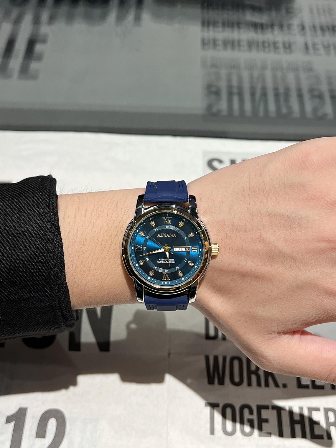 Men's Luxury Business Quartz Watch - Waterproof Luminous Date Display with Premium Silicone Strap, Stylish Sport Wristwatch