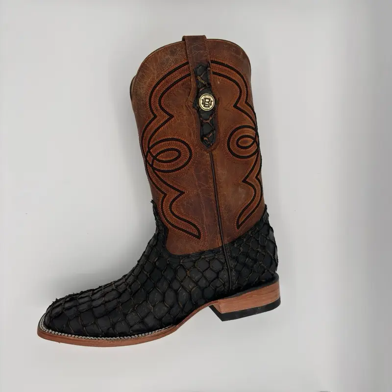Men’s Black and Orange Fish Scale Boots