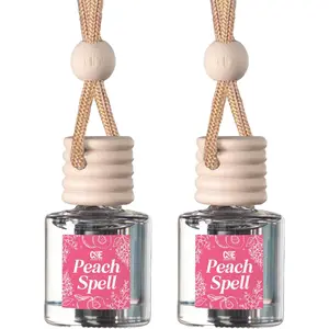 CANDECraftCo Car Air Hanging Deodorizer Fragrance Oil Diffuser, Essential Oil Compatible Auto Interior Accessory, Long-Lasting Aromatherapy Freshener (Peach Spell), Deodorizer Car Fragrance