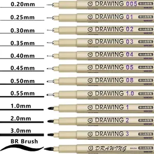 Nib Drawing Pen Set Art Supplies, 10pcs h 0.2mm To 3.0mm Multi Size Waterproof Hook Pen, Fine Point Gel Pens Markers, Great for Smooth Book Journaling Coloring Doodling Notes Taking, Stationery Supplies for Students School Home Office, Summer for Gift