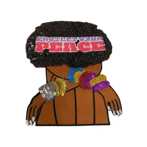 Patch Party Club, 1-pc, "Protect Your Peace" Sequins, Embroidery, & Satin, 6" Patch, Iron-on Applique, Large Back Patch, Sequins Patch, Jacket Patch