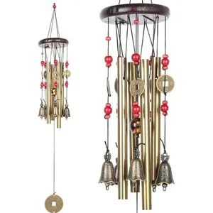 1pc Antique-Style Bronze Wind Chimes for Outdoor Bliss - Soothing Melodic Tones, Metal Tubes - Ideal for Garden, Patio, Yard Decor