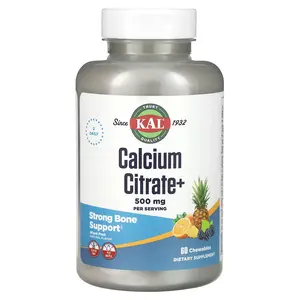 KAL Calcium Citrate+, Mixed Fruit, 60 Chewables