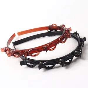 2pc Multi-layer Hollow Woven Headband Double-layer Bangs Clip Hairband Headband Internet Celebrity Hair Accessory