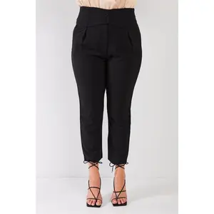 Plus Black High-waisted Classic Pegged Pants