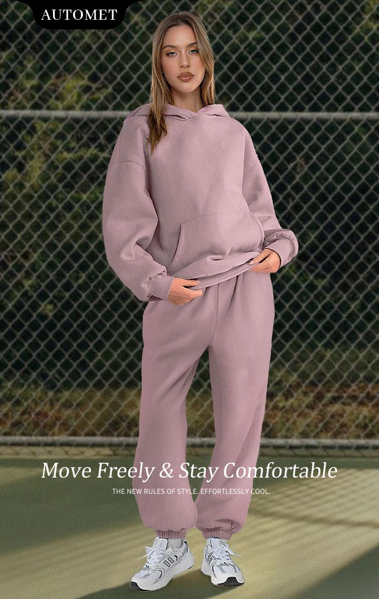 AUTOMET Womens 2 Piece Outfits Lounge Hoodie Sweatsuit Sets Oversized Sweatshirt Baggy Fall Fashion Sweatpants with Pockets Casual Long Sleeve
