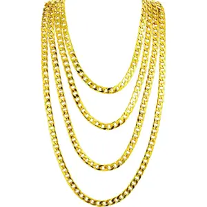 4 count   Chains Stainless Steel Chunky Necklace Faux 80s, 90s  Chain for  Hop Rapper Party Favors, 8 mm 24 Inch Long