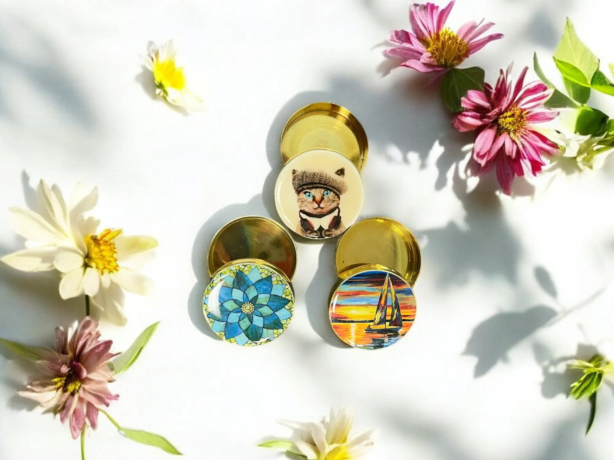 Beautiful Printed Mini Trinket Box or Jewellery box or Sindoor Dani Set of 3 for Women for Regular Use as well as Any Indian Occasion, Mehendi,Haldi Ceremony, Housewarming, Baby Shower, Return Gift ,Pooja Gift.