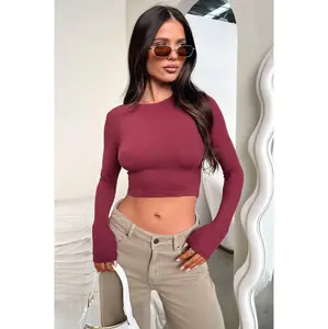Jaylee Long Sleeve Baby Tee - Wine