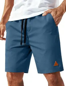 COOFANDY Mens 9" Casual Shorts with Zipper Pocket Elastic Waist Drawstring Chinos Short Summer Lightweight Cotton Shorts