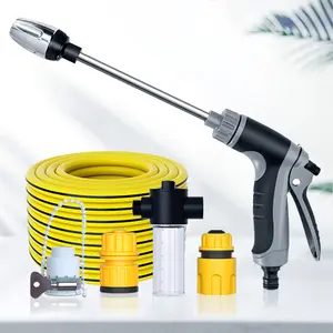 Long Pole Car Wash High Pressure Water Gun with Foam Bottle Soft Hose 5m/10m/15m/20m, Plug-And-Play, Multi-Functional Car Wash Kit for Gardening and Washing Cars
