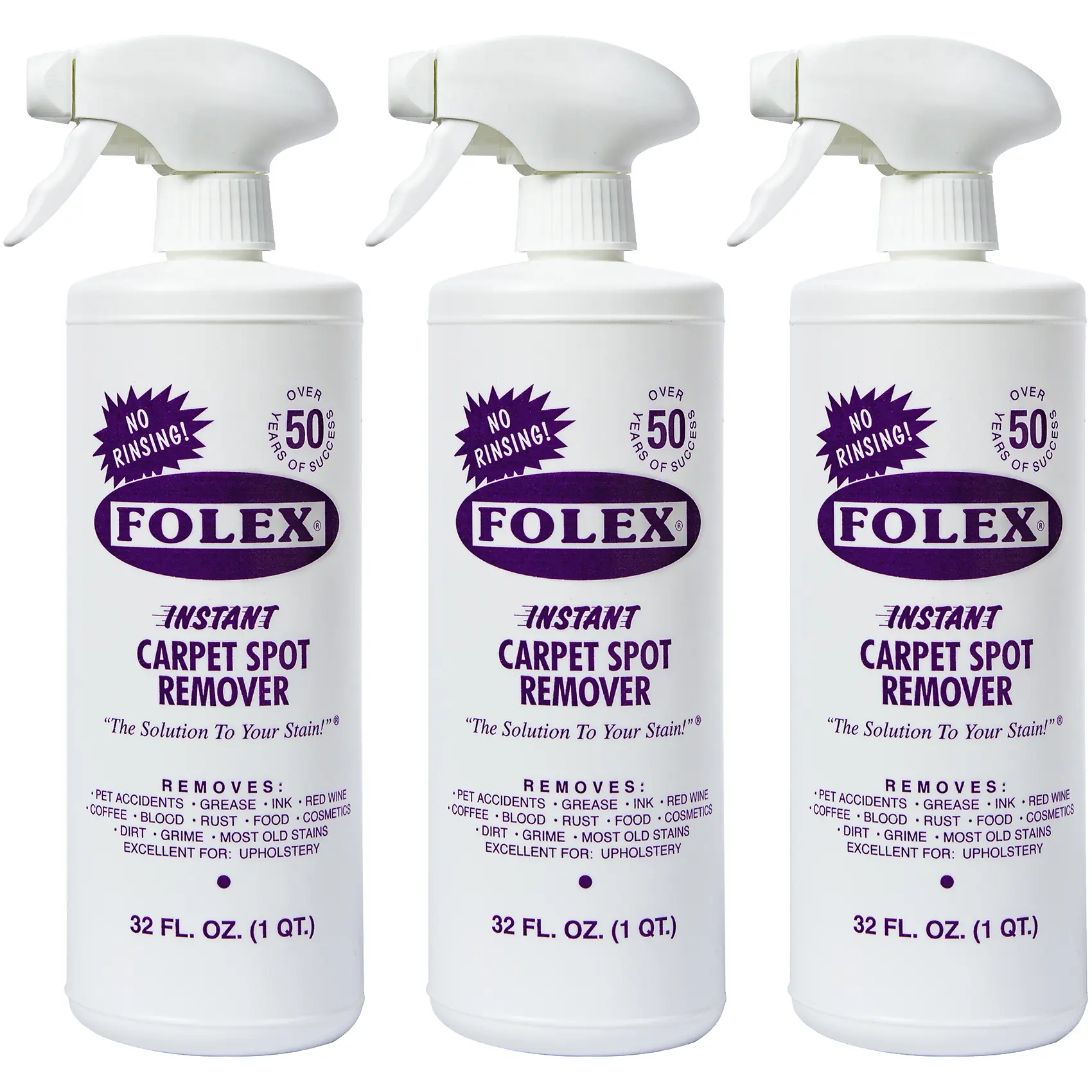 3 Pack Folex 32 oz Instant Carpet Spot Remover Carpet Cleaner - Removes Pet Accidents, Grease, Red Wine and More
