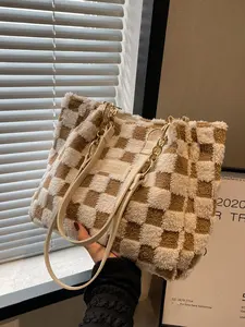 Women's Fashionable Plaid Pattern Tote Bag, Casual Large Capacity Shoulder Bag for Daily Used, Trendy All-match Bag for Commuters and Students, Checkered Pattern Bag