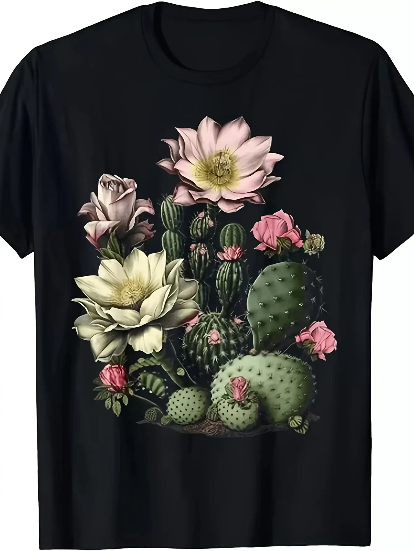 Men's  Women's  Cactus  Succulent Botanical T-Shir unisex soft cotton short sleeve t shirt, vintage graphic casual tee for men women teens, perfect birthday holiday gift for camping travel gym daily street  wear