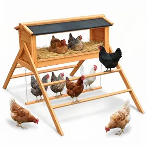 Chicken Nesting Box with Asphalt Roof, Perch, and Swing – Farm Poultry Coop Accessories for Hens