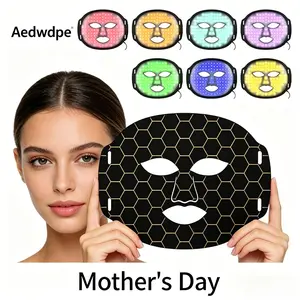Summervibes Black silicone LED facial beauty device, home color light beauty equipment, USB power supply, ergonomic design, a holiday gift for girlfriends