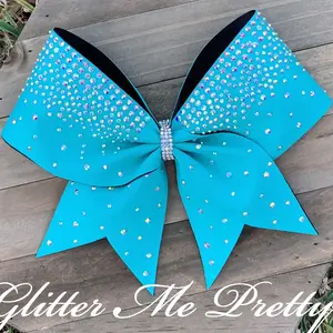 Cheer Bow Rhinestone Custom Team Aqua Bow