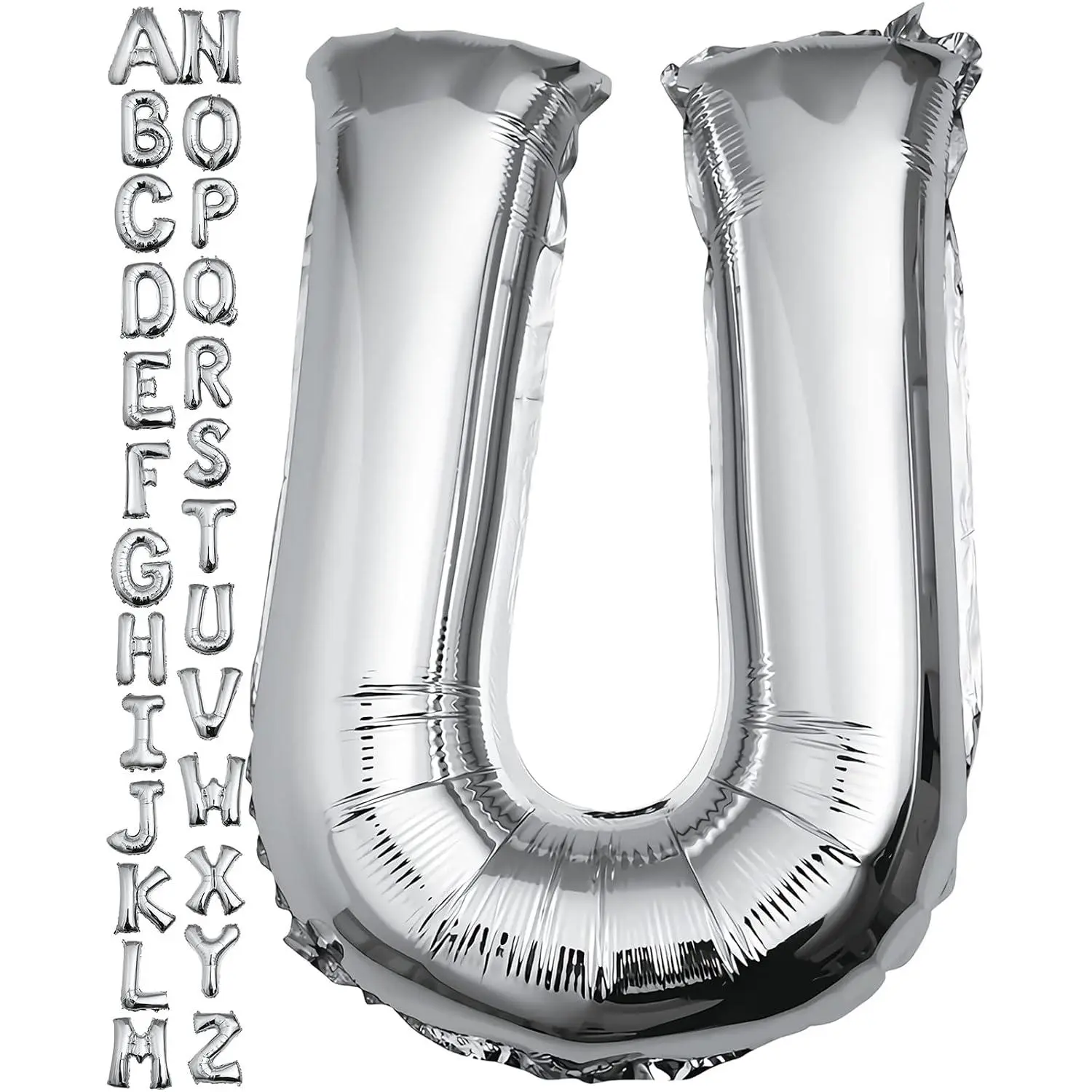 40 Inch Silver Letter U Balloon, Big Size Alphabet Foil Mylar Helium Balloons For Birthday Party Celebration Wedding Anniversary Baby Shower Decorations Supplies Alphabet U