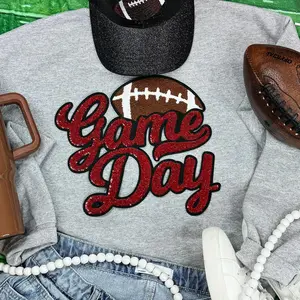 Red Sequin Football Game Day Patch