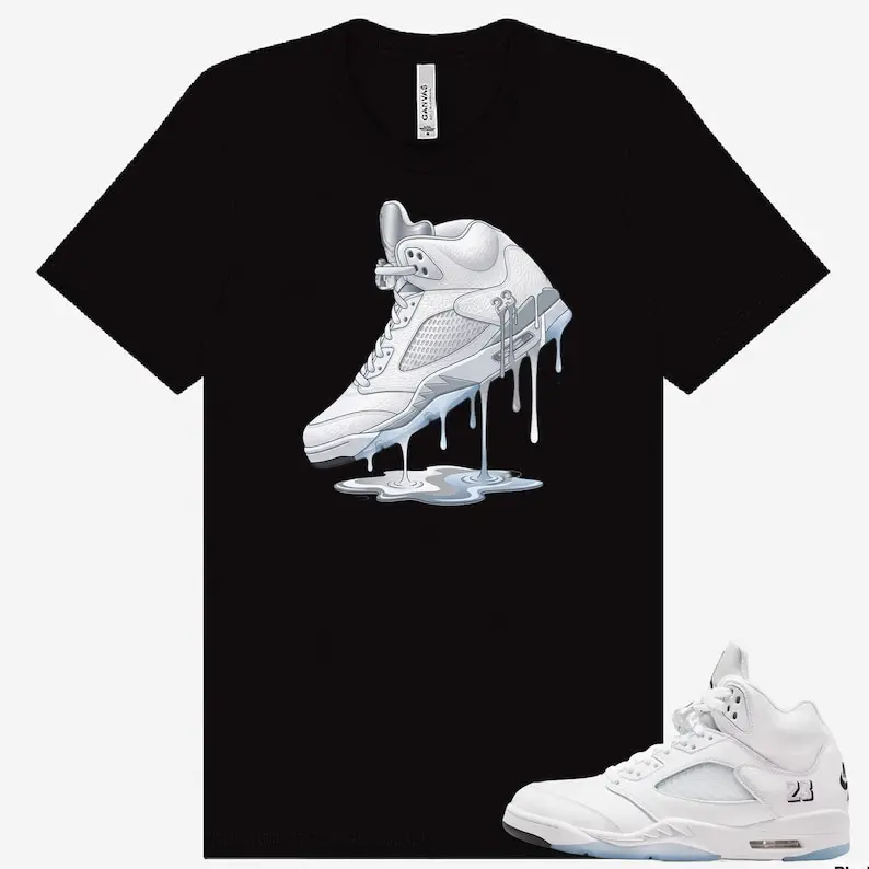 Dripping Shoe Shirt To Match J5 Metallic Silver AJ5 Black Metallic 2026