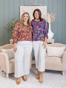 Floral Print 3/4 Sleeves Top | S-L