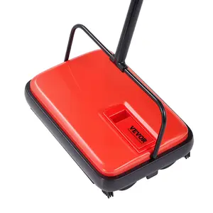 VEVOR Carpet Sweeper Manual, Floor Sweeper with 300 ml Dustbin Capacity Easy to Empty, 6.7 inch Cleaning Width for Home Office Carpets Pet Hair Dust, Red