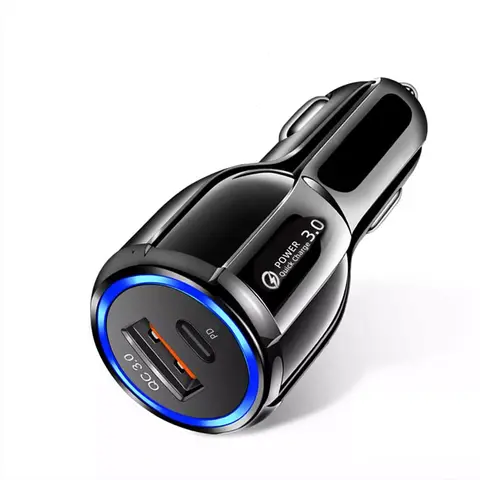 30W Dual USB QC3.0 Type-C Intelligent Output Car Charger, Electronic Smartphone Charger, Universal & Simple Design Charger, Fast Charging Adapter for Mobilephone, High Speed Charger, Rapid Charger, Cell Phone Charger