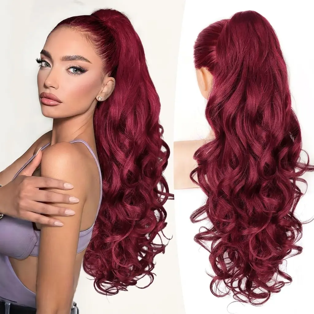 Claw Clip Ponytail Extension for Women Long Curly Wavy Ponytail Hair Extensions Fluffy Natural Looking 24 Inch Ponytail hairpiece for girl Party Daily Use voluminous look pony tail