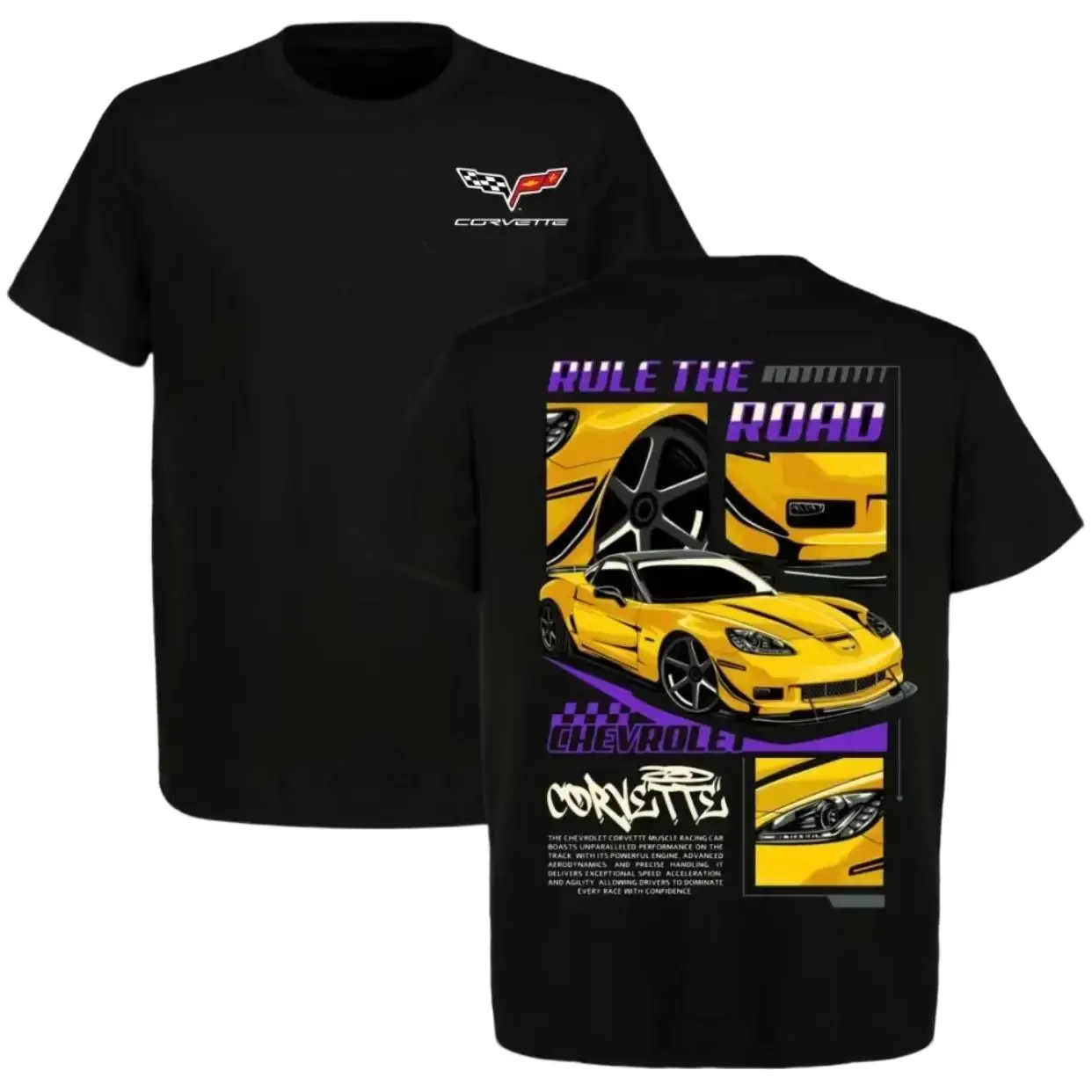 Corvette C6 Retro Vintage T-Shirt, Classic American Sports Car Graphic Tee