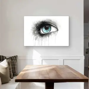 212 MAIN Blue Eye Artistic Design Watercolor Wall Art - 24x36 in. Vibrant Color Contemporary Aluminum Metal Print, Elegant Home Decor Gift-Worthy Room Accent