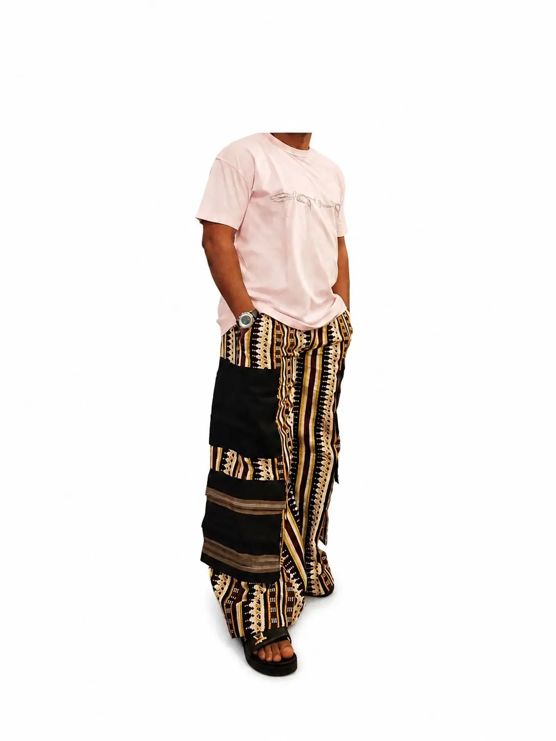 Unisex Ankara-and-Aso-oke Cargo Pants Menswear Baggy
