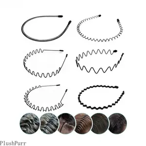 Men's & Women's 6-Pcs Solid Color Wavy Zig Zag Headbands, Non-Slip Thin Elastic Sports Headbands, Minimalist Basic Hair Accessories for Daily Wear, Workout