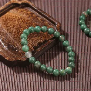 【African green jadeite】jade round bead bracelet gift