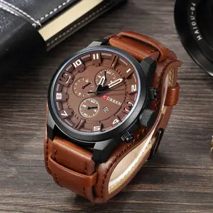 Workwear Style Large Dial Men's Quartz Watch Waterproof Cowhide Strap Retro Casual Sports Watch【BIG ONE WATCH】