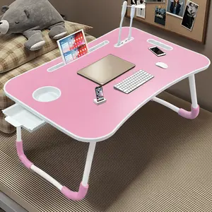 Foldable Laptop Table breakfast Desk Bedside Desk with USB Charging Port Handle Card Slot & Drawer for Students & Remote Workers Ideal for Dormitory Bedside Home Office