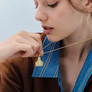 Hot-Selling 26 Letters Denim Style Irregular Tag Necklace Jewelry Accessories Gift Two-Toned Gold Silver Pendant Cowboy Letter Pendant Necklace Gifts for Women Calace mom  life  jewelry gifts for your mom valentines gifts for gf recovery ashes