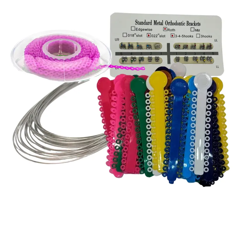 Mini ROTH Orthodontic Brackets Kit (0.022" 20-Pack) - 1040 Elastomeric Ligature Ties, Power Chains for Braces, Sky Blue Storage Pack, Oral Care Accessories