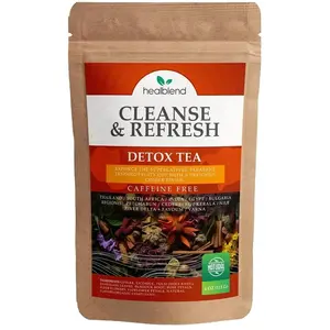 Healblend Cleanse & Refresh Detox Tea - Caffeine-Free Herbal Tea Blend with Ginger, Licorice & Tulsi - Supports Liver, Digestion & Energy - 4 oz Bag