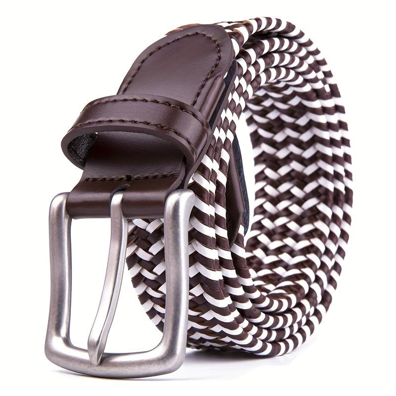 [Full Sizes Stretch Braided Belts] Canvas Elastic Fabric Woven Stretch Braided Belts for Men Women Junior with Multicolored/Full Sizes, Father's Day Gift  Brown