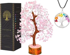 YATSKIA Rose Quartz Crystal Tree - Bonsai Tree of Life - Pink Room Decor - Desk Decorations for Women Office - Gemstones and Crystals - Stones and Crystals