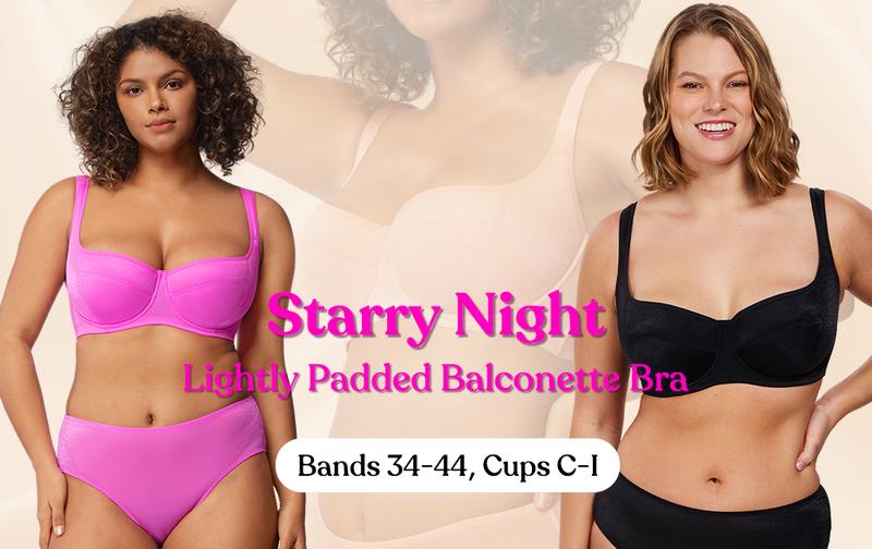 HSIA Starry Night Sexy Demi Bra Plus Size with 4mm Light Padding Underwire Support Smooth Scoop Neck & Shimmering Fabric HSIA Starry Night Sexy Demi Bra Plus Size with 4mm Light Padding Underwire Support Smooth Scoop Neck & Shimmering Fabric